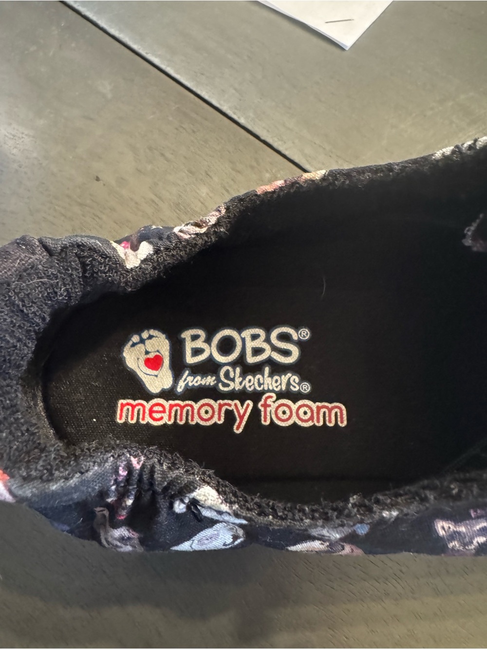 Skechers BOBS black canvas sneakers with multicolor dog print white accents 9.5. - Picture 9 of 12